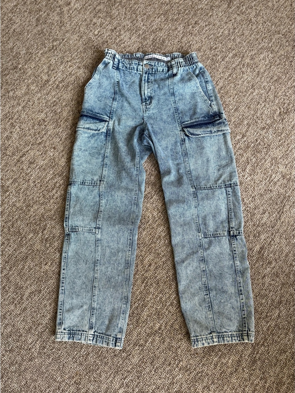 Blue Denim Washed Cargo Pants S/M